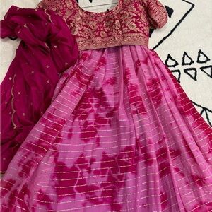 Pink and Magenta Shibori lehenga — Get it by Diwali